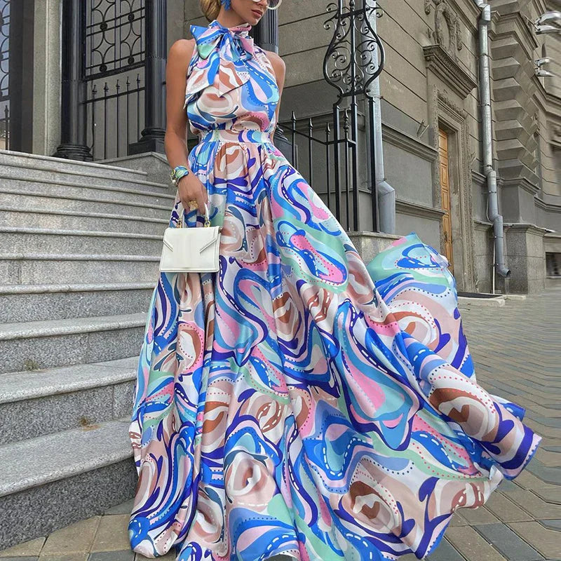 Jurk met Bloemenprint Lange Maxi Strok - StudioMarella