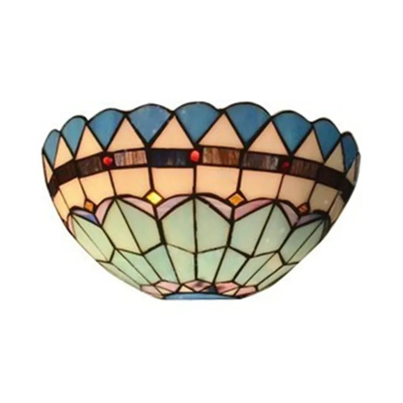 Tiffany Wandlamp Glas E27 Retro Blauw Woonkamer Slaapkamer Gang LED Wandverlichting Pastorale Stijl Eetkamer Studeerkamer