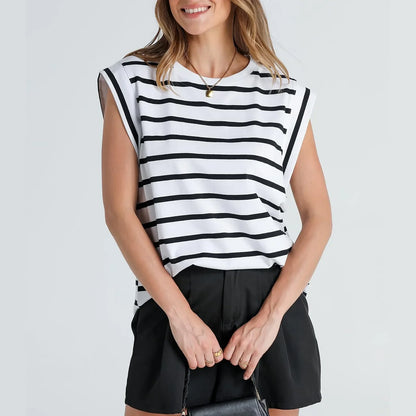 Zomer Streepjesshirt Lichtblauw Mode voor Dames - StudioMarella