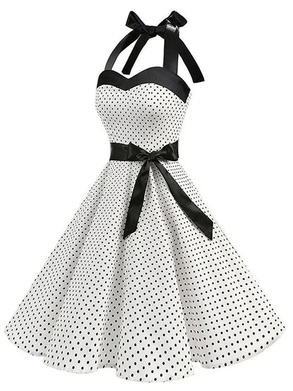Zomerjurk Polka Dot Retro Jurk met Korte Mouwen