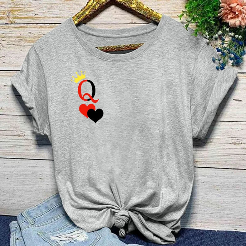 Vrouwenshirt Dubbele Harten Print Zwart Wit