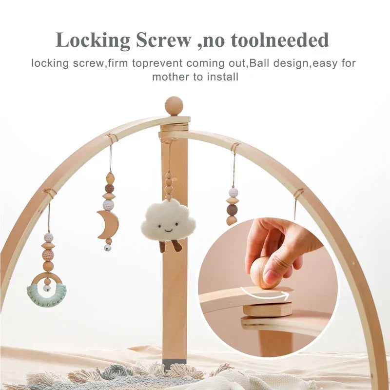Houten Speelboog met Hangend Speelgoed voor Baby's - Stimuleert Motoriek en Zintuigen - Natuurlijk Hout - Nordic Design
