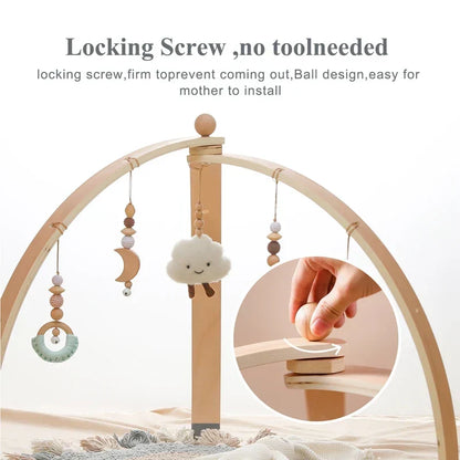 Houten Speelboog met Hangend Speelgoed voor Baby's - Stimuleert Motoriek en Zintuigen - Natuurlijk Hout - Nordic Design