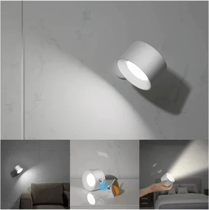 Wandlamp Draadloos Oplaadbaar Dimbaar 360° Roteerbaar Touch Afstandsbediening Wit Zwart Hout