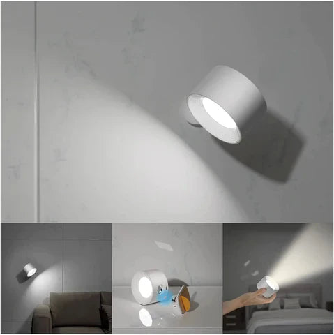 Draadloze Wandlamp Oplaadbaar & Dimbaar met 360° Rotatie – Compacte Touch-bediening Nachtlamp