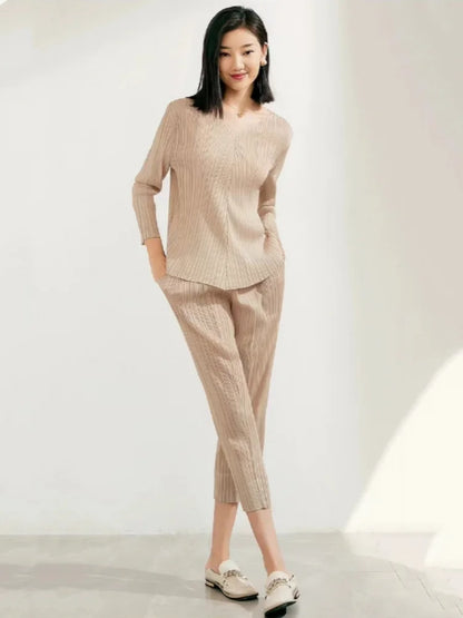 Miyake Set Elegantie Klaar voor Hemd en Broek