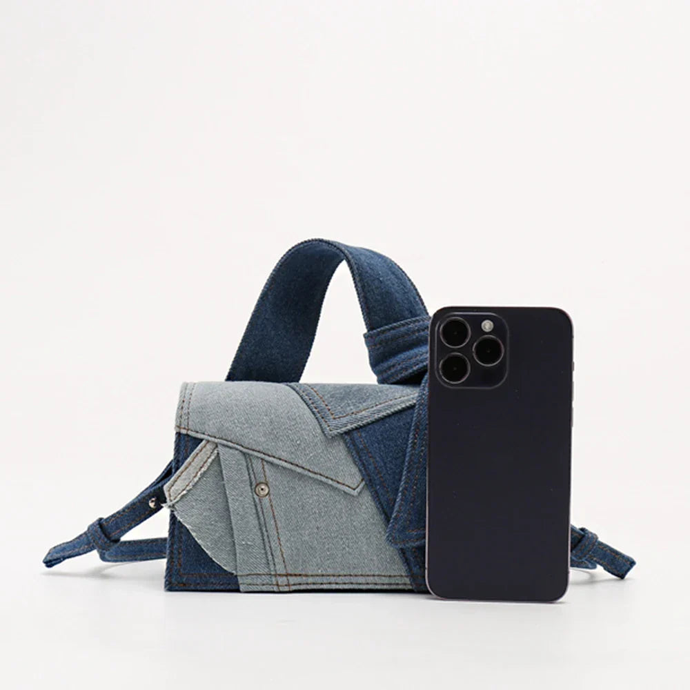 Stijlvolle Blauwe Denim Handtas
