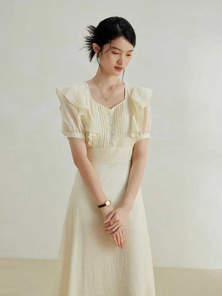 Elegante Ruffle Jurk Vrouwelijk Lange Mouw