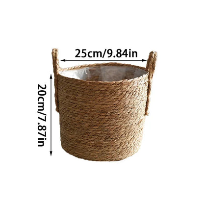 Plantenmand Gevlochten Zeegras Naturel S-L Woonkamer Balkon Handgemaakt Bloempot Mand Rotan Binnen Boho Decoratie