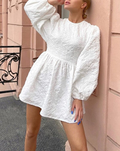 Vrouwelijke Oversized Jurk Wit Lange Mouw