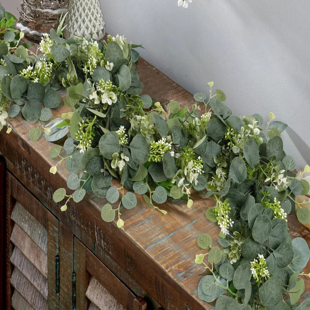 Kunstmatige Eucalyptus Slinger 2-Delige Set | Natuurlijke Groene Decoratie voor Interieur en Feesten | 180cm Lange Zijden Guirlandes