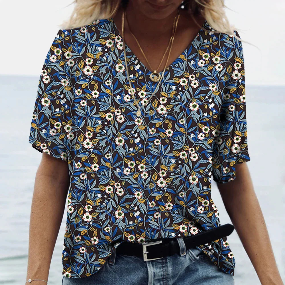 Korte Mouwen Zomer Shirt V-hals voor Mannen