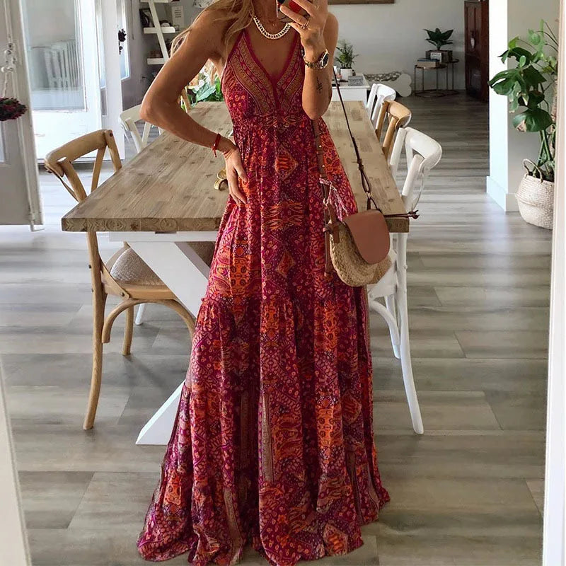 Zomerjurk Vrouwen Maxi Jurk Boho Chic Stijl