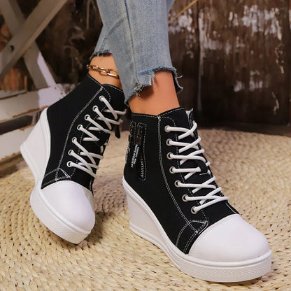 Wedgesneaker voor Vrouw met Ritssluiting en Verborgen Hak
