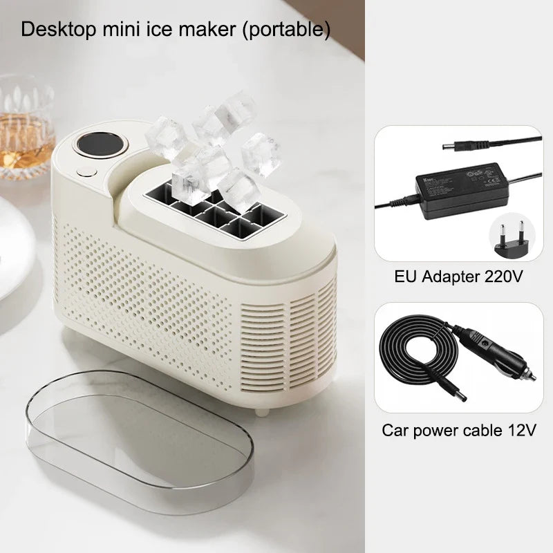IJsmachine Compact Automatisch ABS Aluminium 120W Draagbaar Thuis Kantoor Camping Ijsblokjes Maker Mini Desktop Snel IJsblokjesmachine