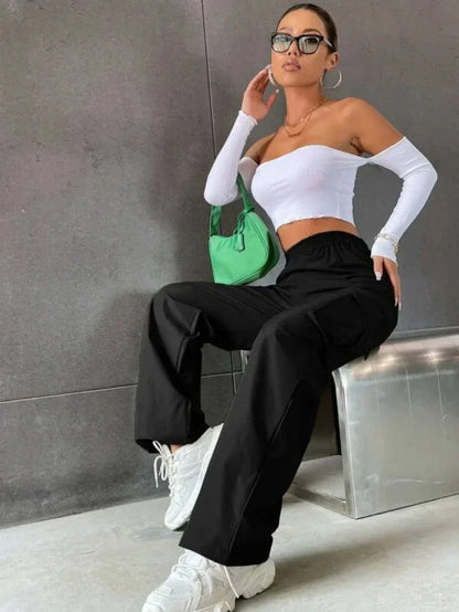 Dames Oversized Cargo Broek Legergroen Stijlvol