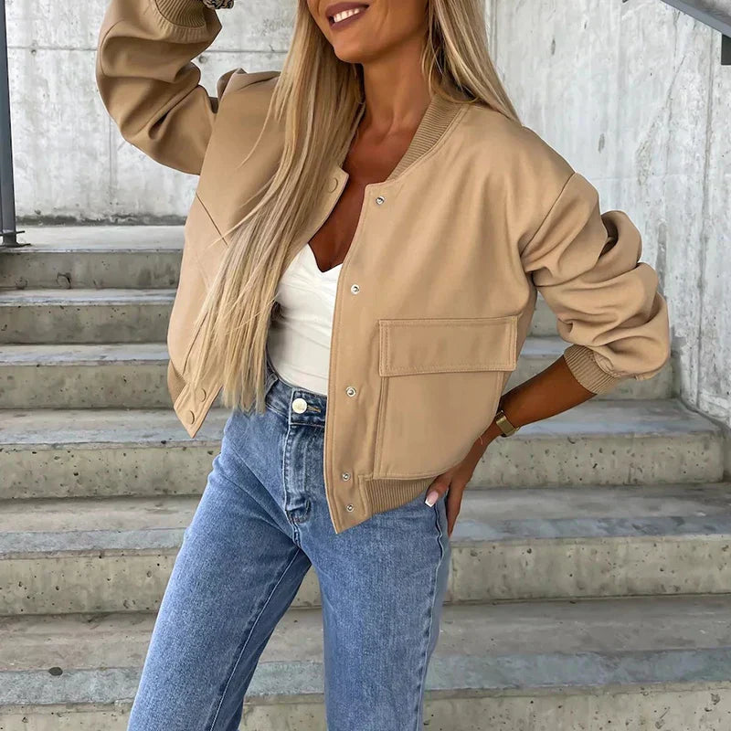 Dames Jas van Hoge Kwaliteit Stof Stijlvol en Tijdloos → Dames Jas Hoge Kwaliteit Stof Trendy en Stijlvol