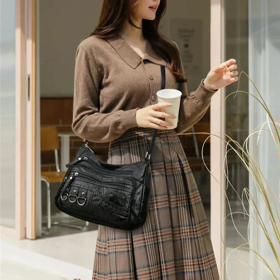 Vintage Handtas Vegan Leer Elegante Schoudertas Dames Retro Stijl Dagelijkse Tas Mode Accessoire Vrouwen