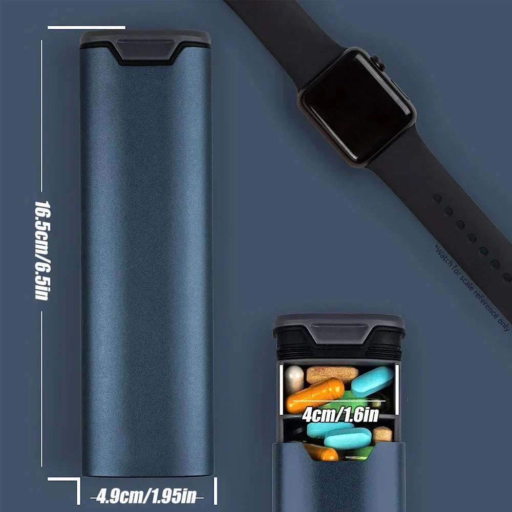 Weekpillenbox 7 Vakken Aluminium Hout Zwart Blauw Roze Zilver Medicijnbox Supplementen Dagelijks Pillenorganizer BPA-Vrij Premium Organizer