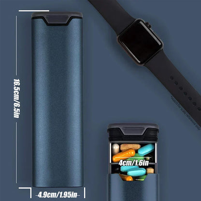 Weekpillenbox 7 Vakken Aluminium Hout Zwart Blauw Roze Zilver Medicijnbox Supplementen Dagelijks Pillenorganizer BPA-Vrij Premium Organizer