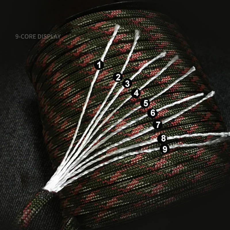 Paracord 550 Survival Touw 100 Meter 9 Kern 4mm Militaire Kwaliteit Outdoor Camping