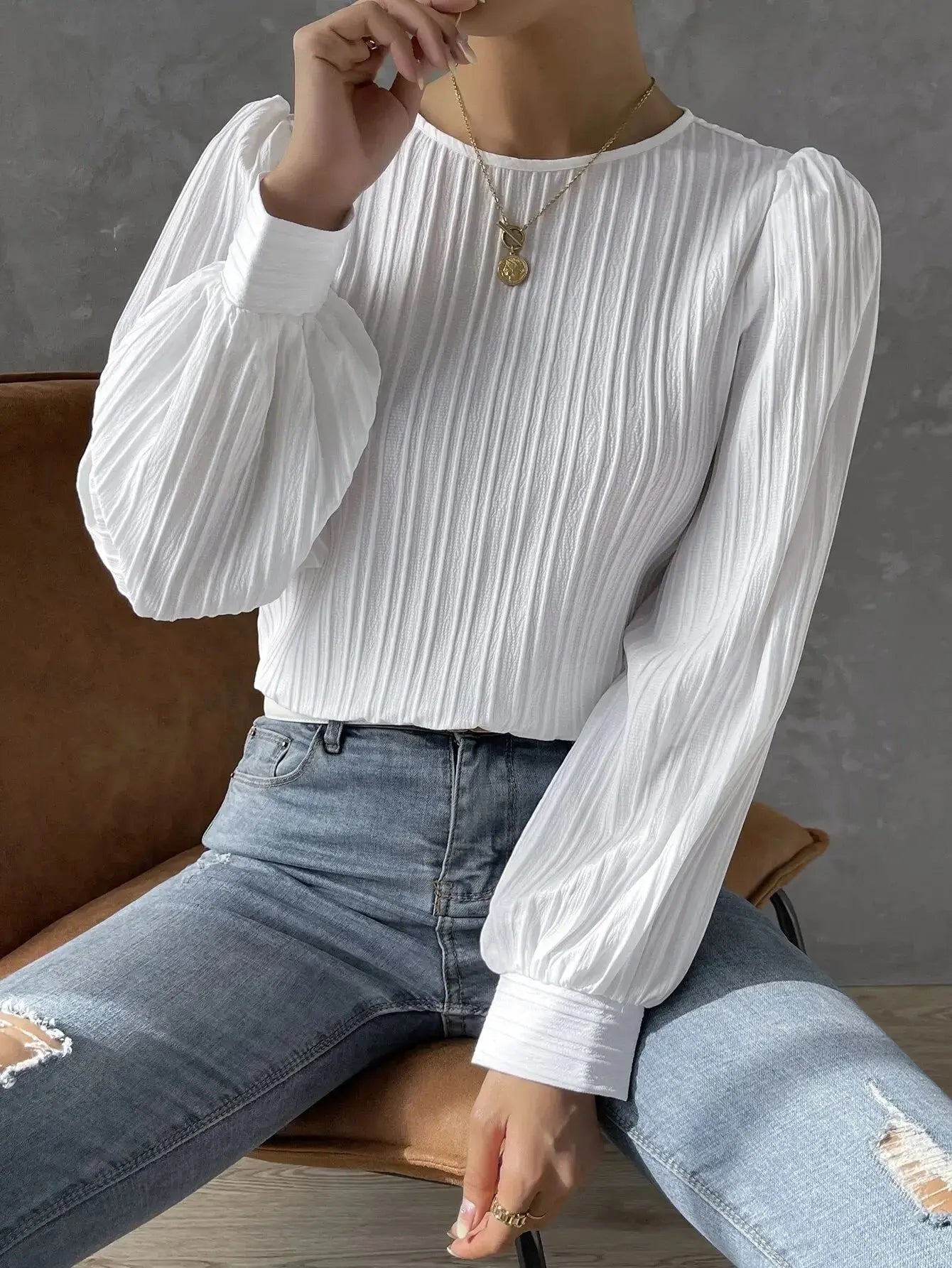 Vrouwelijke Blouse Klassiek Elegante Jurkstijl