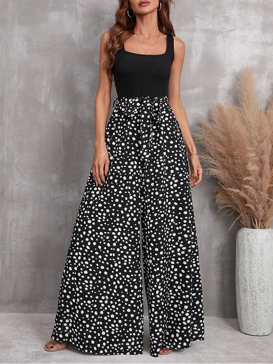 Vrouwelijke Jumpsuit Wijd Met Riem Zomer Casual - StudioMarella