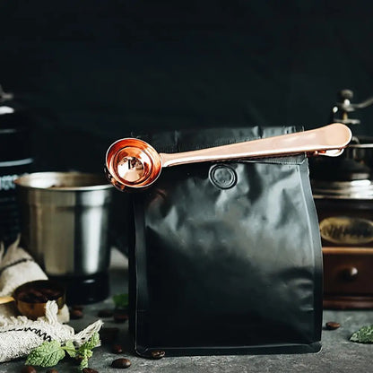 Koffielepel met Clipfunctie – RVS Maatlepel & Zaksluitclip voor Koffie en Thee