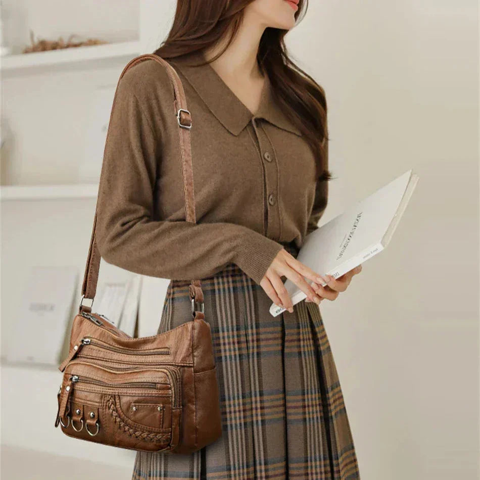 Vintage Handtas Vegan Leer Elegante Schoudertas Dames Retro Stijl Dagelijkse Tas Mode Accessoire Vrouwen