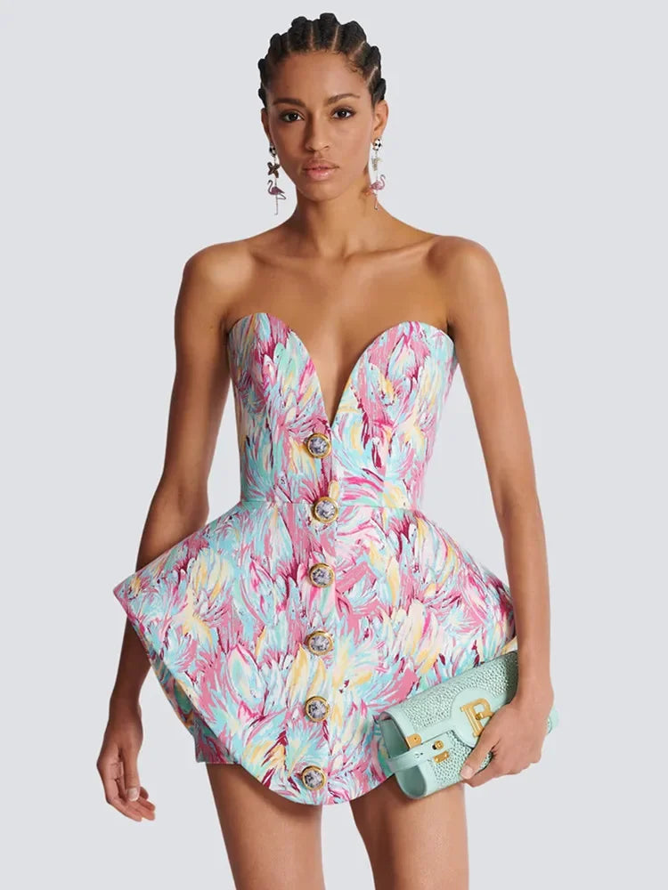 Korte Zomerjurk Zonder Mouwen Abstract Print Dames - StudioMarella