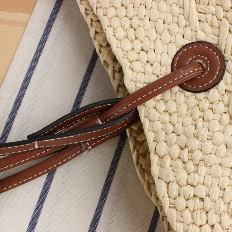 Grote Raffia Schoudertas voor Dames Harper Stijl