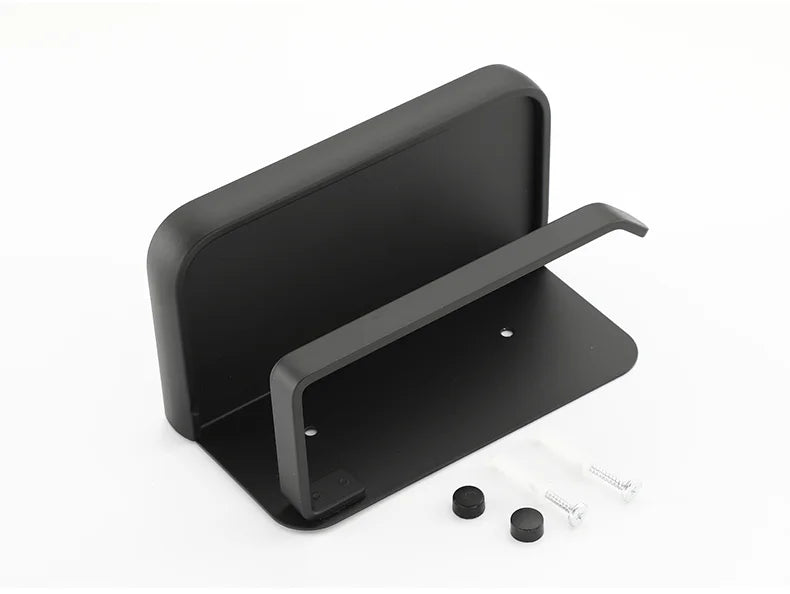 Toiletrolhouder Aluminium Zwart 18.3cm Met Plank Wandmontage Badkamer Telefoonhouder Opbergrek Modern Minimalistisch