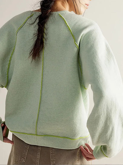 Dames Trui Lange Mouwen Reversibel Ronde Hals