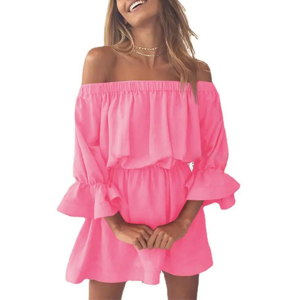 Boho Jurk Zomerse Zonnebloemprint Vrouwelijk