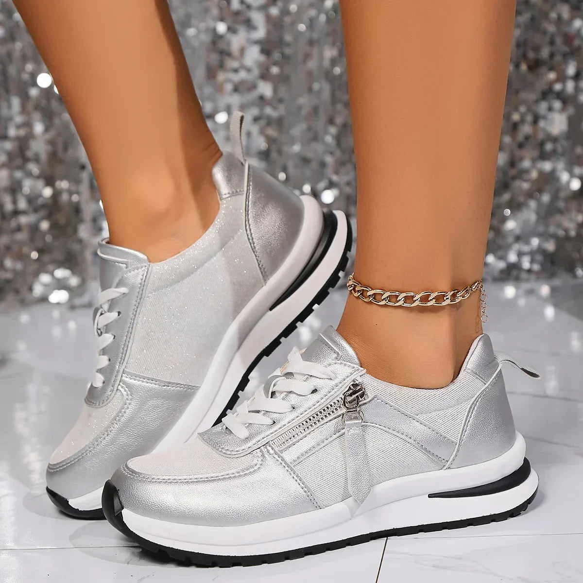 Vrouwen Orthopedische Sneakers Comfortabel Met Rits En Veters