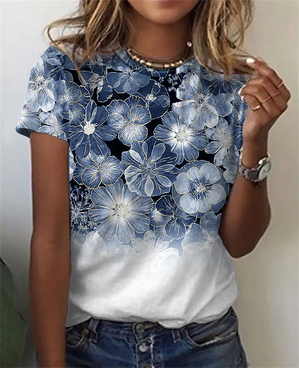 Bloemen T-shirt Zomerse Vrouwelijke Stijl