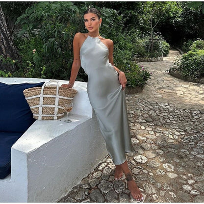 Mouwloze Maxi-Jurk Open Rug Zomerjurk Elegant Design