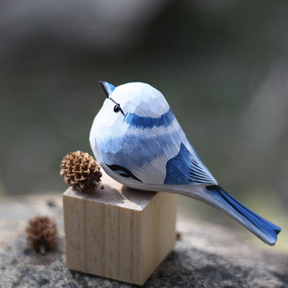 Handgesneden Houten Vogelfiguurtje Scandinavische Stijl Roodborstje Decoratie