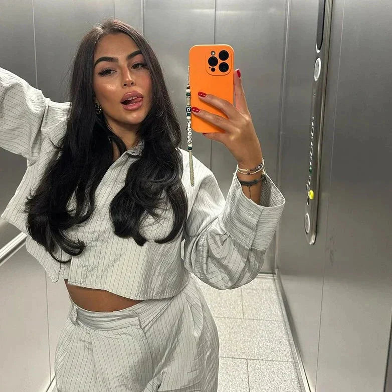 Vrouwelijke Gestreepte Set 2-delig Casual Kleding