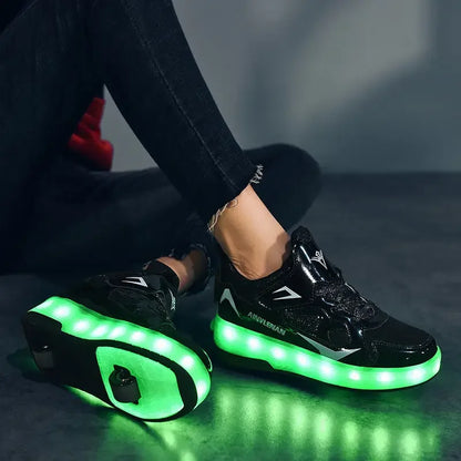LED Wieltjeschoenen Kinderen Synthetisch Roze met Verlichting Rolschoenen Sneakers met Wielen voor Buitenspelen