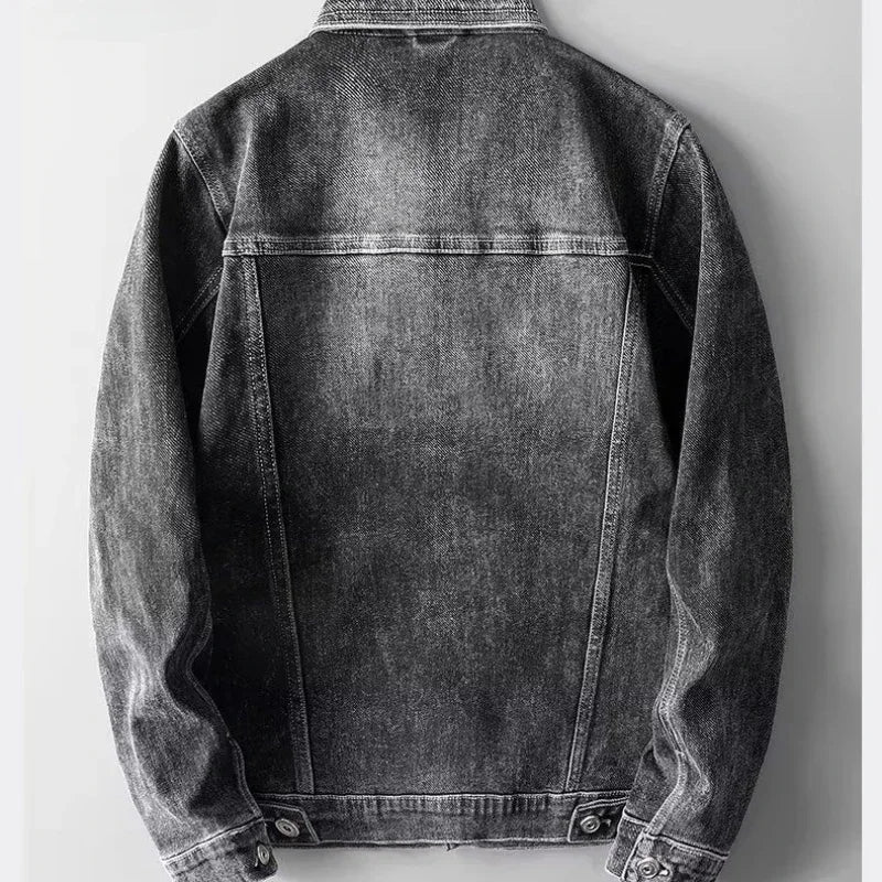 Klassieke Blauwe Denim Jas Met Knoopsluiting