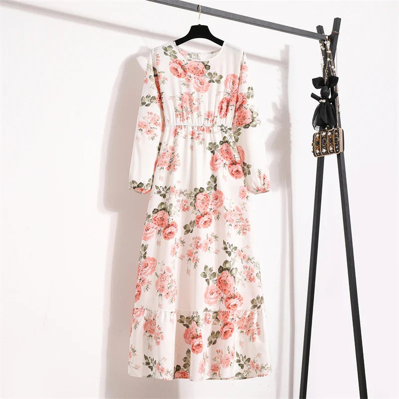 Elegante Zomerjurk Bloemenprint Lange Jurk voor Vrouw