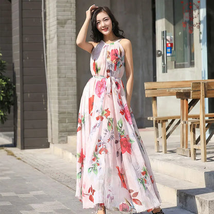 Mouwloze Maxi Jurk Zomerjurk Licht en Vloeiend