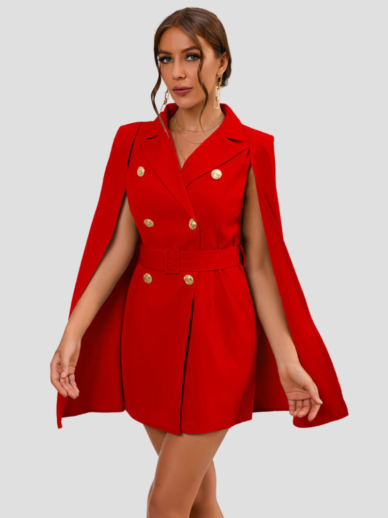 Cape Jurk voor Dames met Gouden Versiering