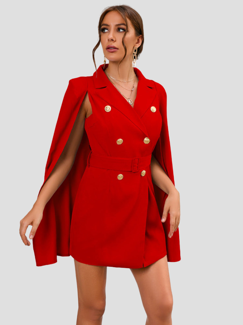 Cape Jurk voor Dames met Gouden Versiering