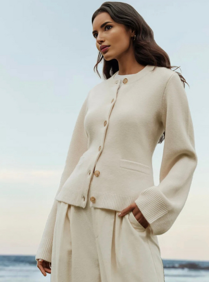 Casual Cardigan met Vrouwelijke Kapmouwen