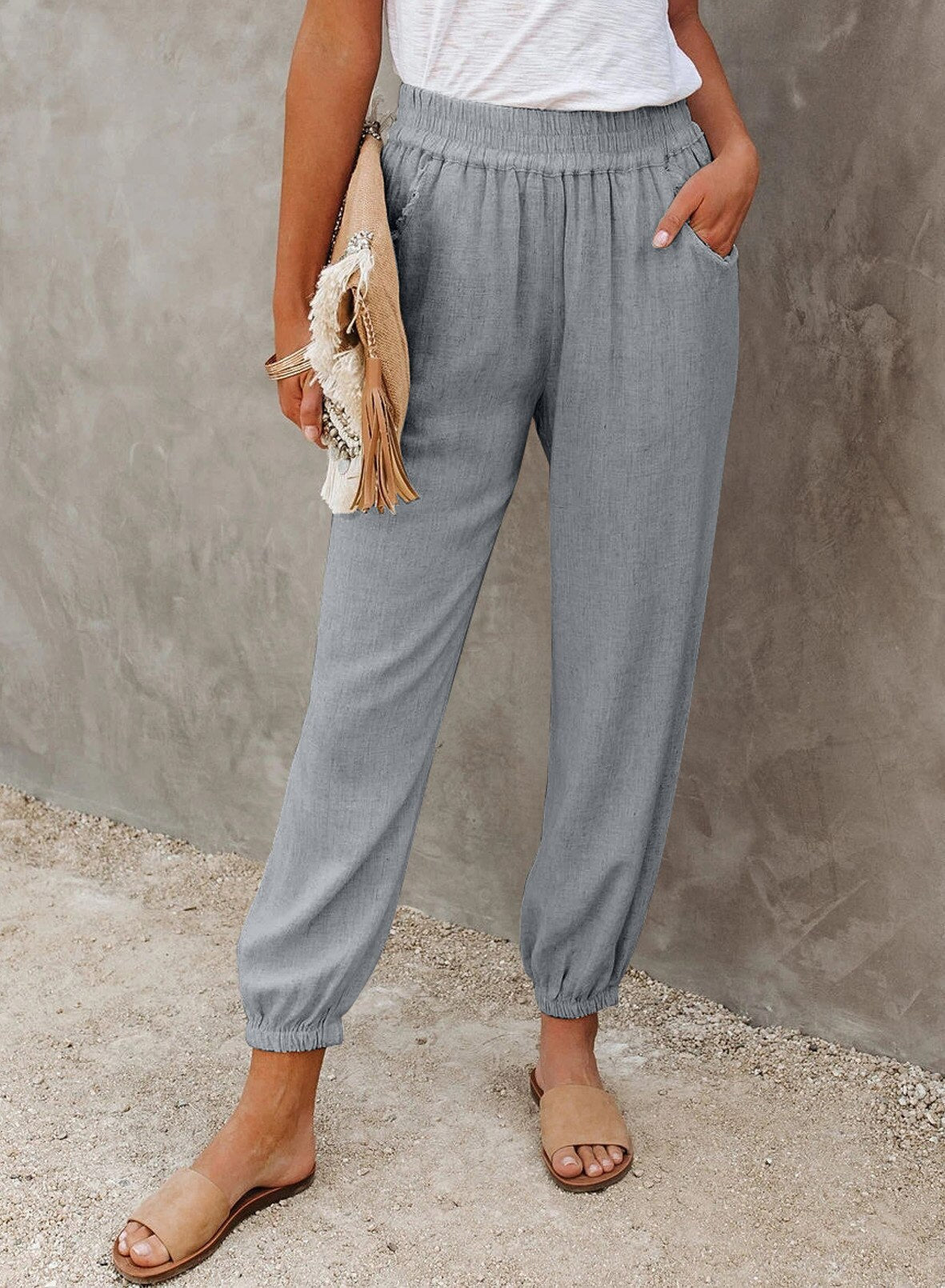 Vrouwelijke Cotton Broek Losse Band
