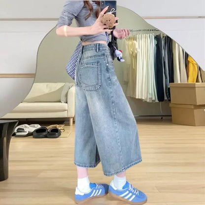 Vrouwelijke Vintage Jeans Broek Wijd en Mooi