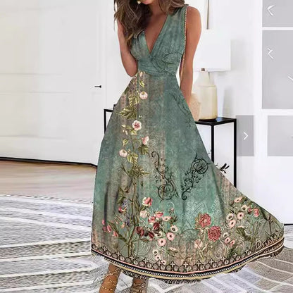 Lange Jurk Dames Bloemenprint Zomerjurk - StudioMarella