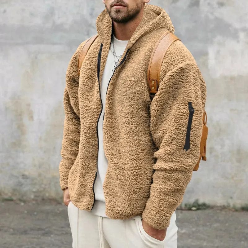 Heren Fleece Jas Warm Gevoerd met Capuchon Zacht